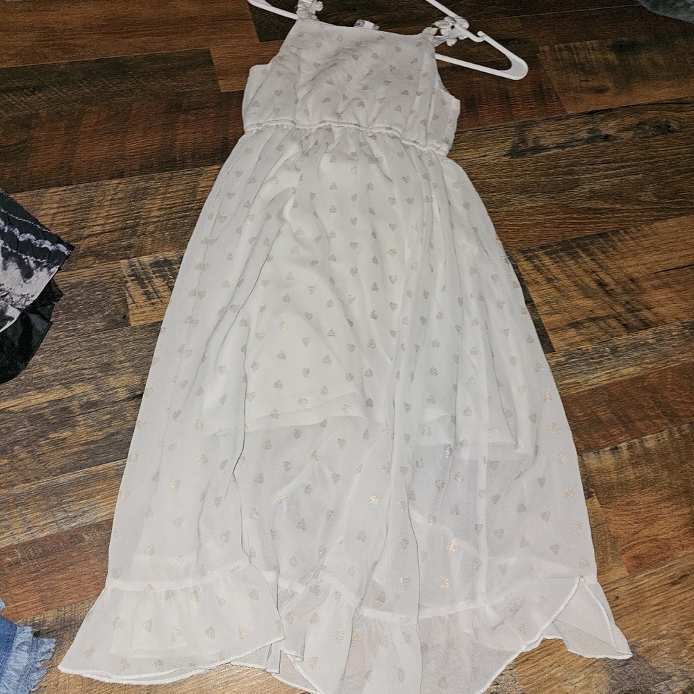 DSigned White Dress With Hearts Girls Medium